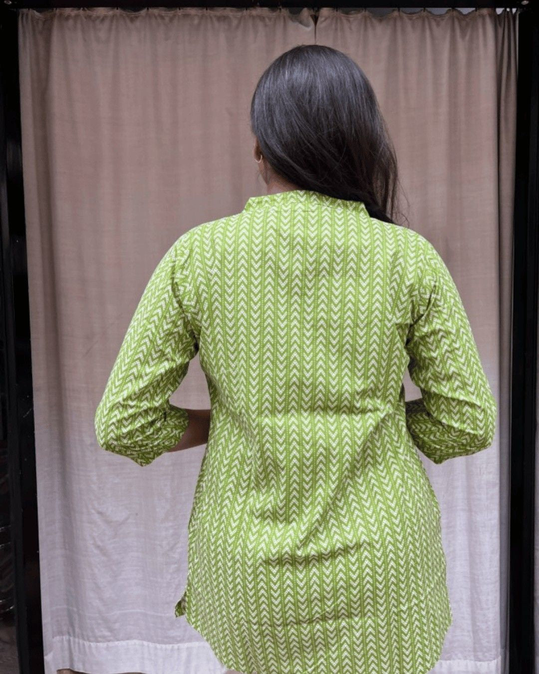 green cotton short top kurti    