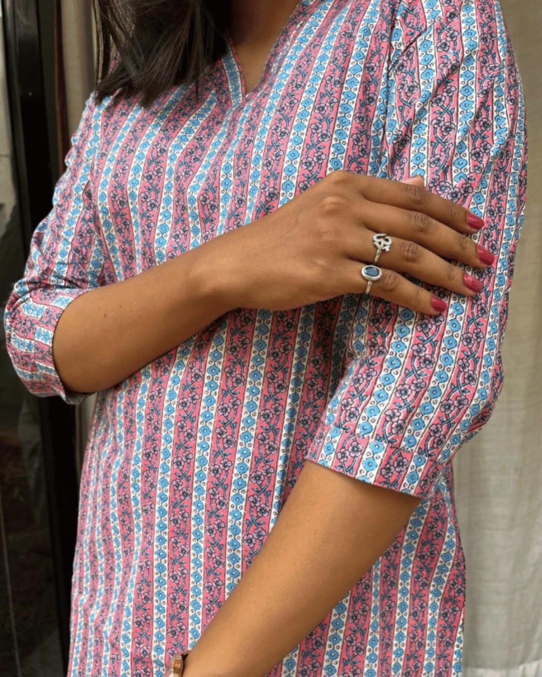 pink cotton short top kurti    