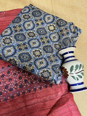 Kashmir Sozni Embroidery Red Tussar Silk Dupatta