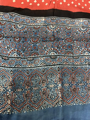 bandhani ajrakh pink and black modal silk dupatta
