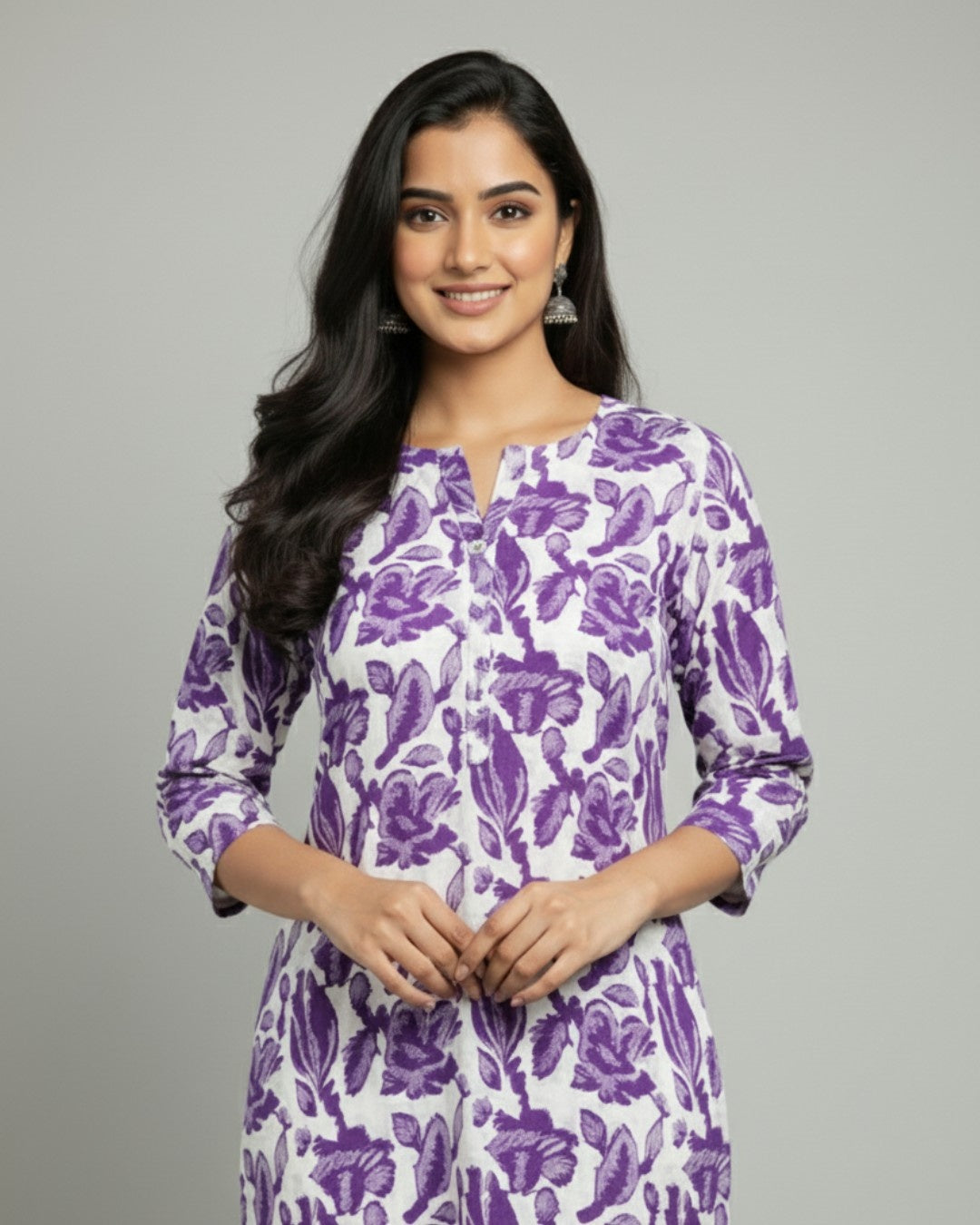 purple cotton straight kurta     