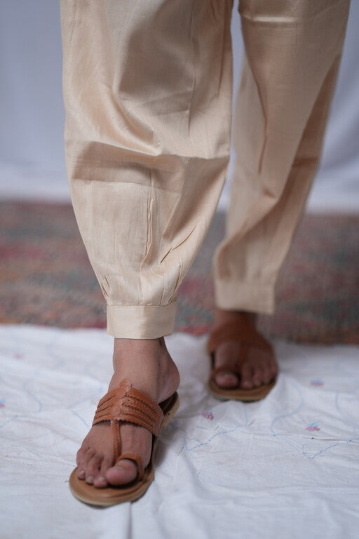 beige cotton silk pant     