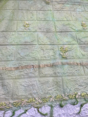 lucknowi chikankari green organza silk dupatta