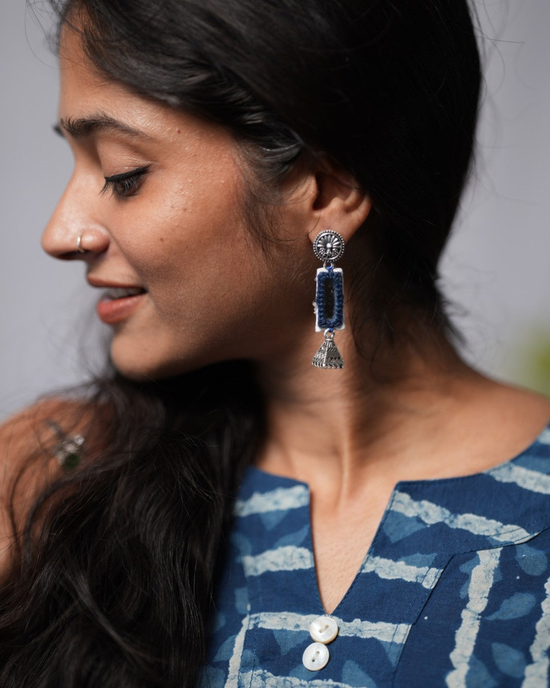 indigo cotton straight kurta     