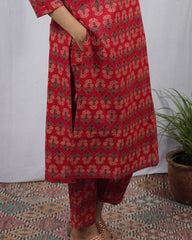 Krina Red Cotton Coord Set