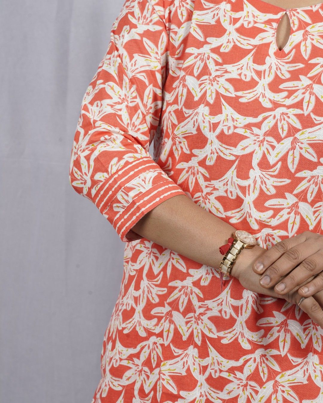 orange cotton coord set     