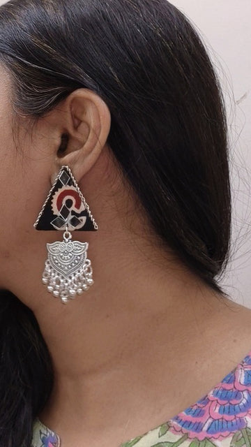 black fabric earrings      