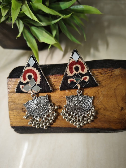 black fabric earrings      
