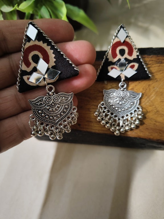 black fabric earrings      