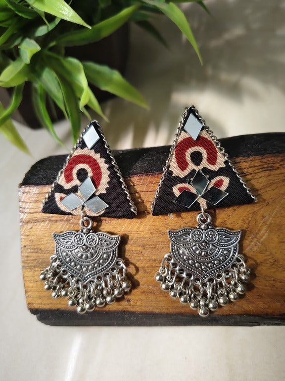 black fabric earrings      