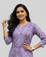 Jyothi Purple Cotton Straight Kurta