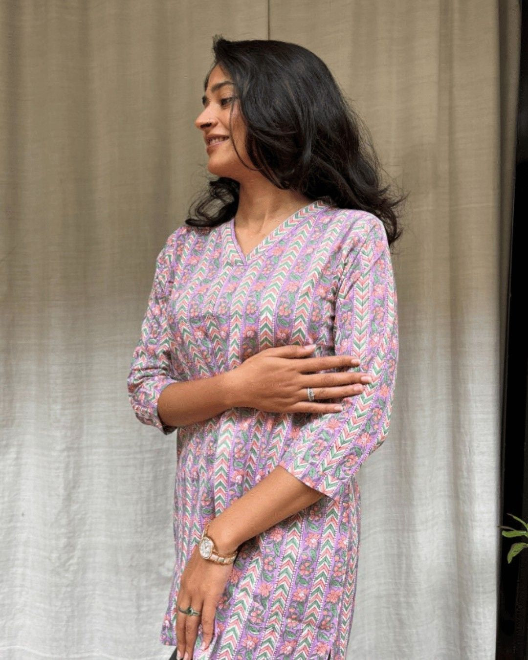 purple cotton short top kurti    