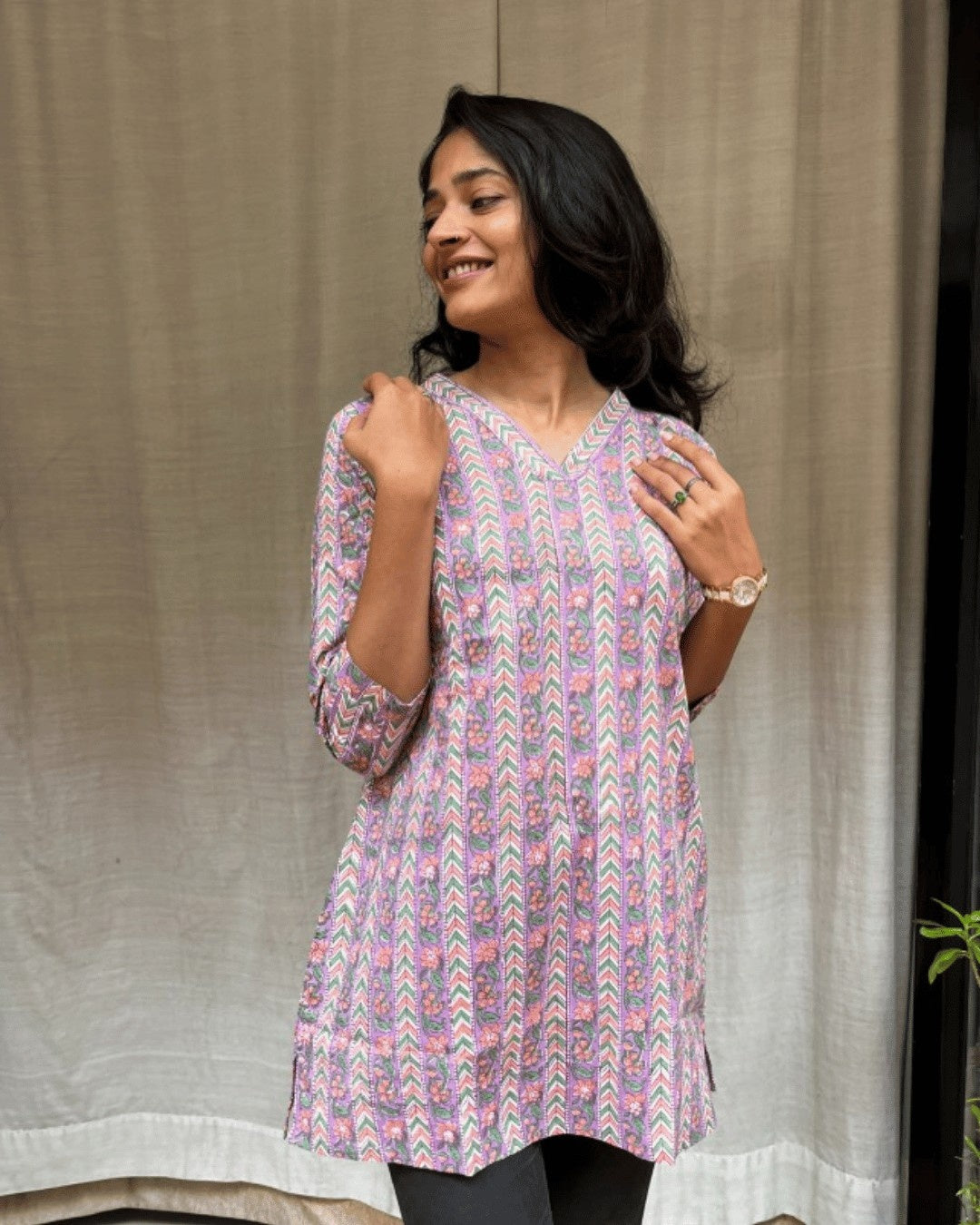 purple cotton short top kurti    