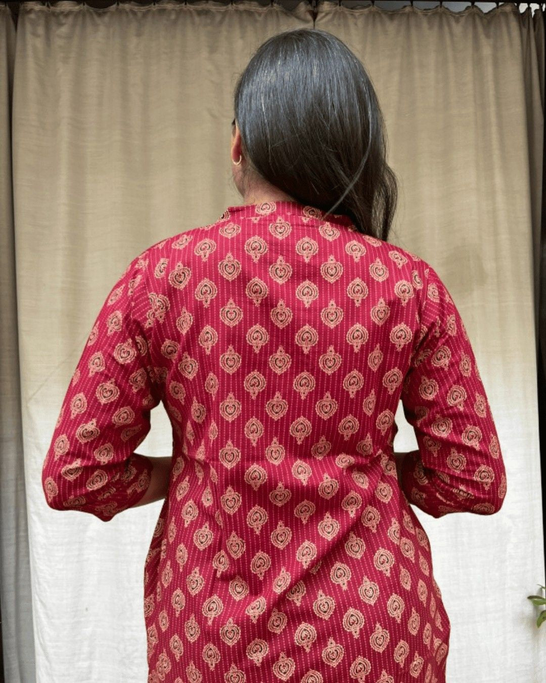 red cotton short top kurti    