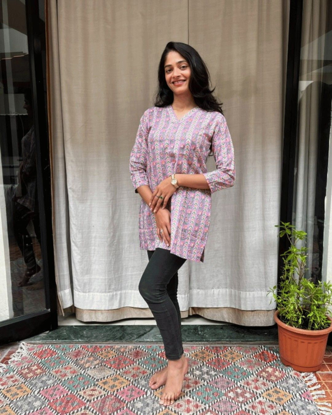 purple cotton short top kurti    