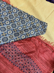 Kashmir Sozni Embroidery Red Tussar Silk Dupatta