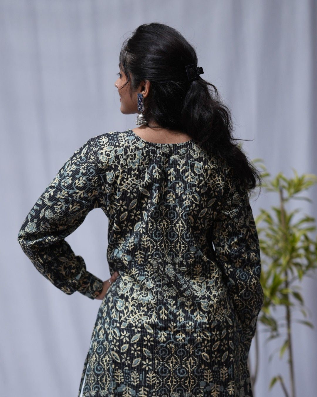 cotton black straight kurta     