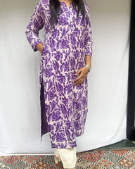 Trisha Purple Cotton Straight Kurta