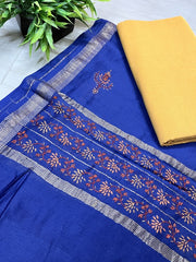 Kashmir Sozni Embroidery Blue Maheshwari Silk Dupatta