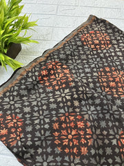 Ajrakh brown chanderi silk dupatta     