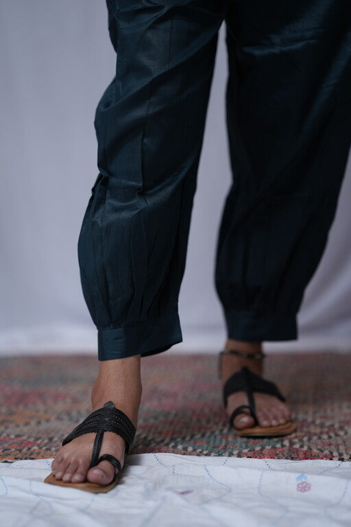 navy blue cotton silk pant    