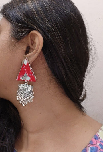 pink fabric earrings      