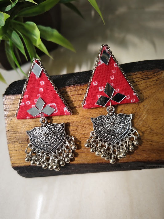 pink fabric earrings      