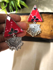 pink fabric earrings      