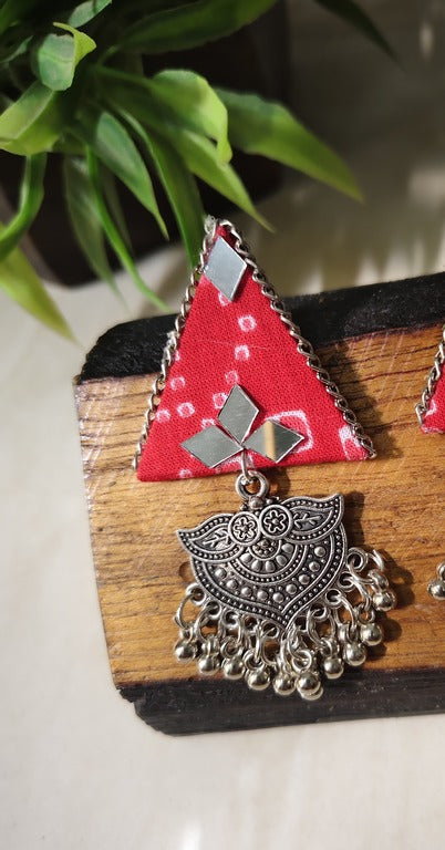 pink fabric earrings      