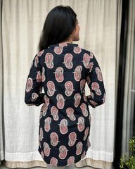 Kiara Black Cotton Short Top Kurti