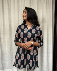 Kiara Black Cotton Short Top Kurti