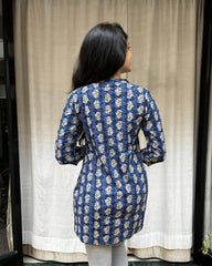 Kiara Blue Cotton Short Top Kurti