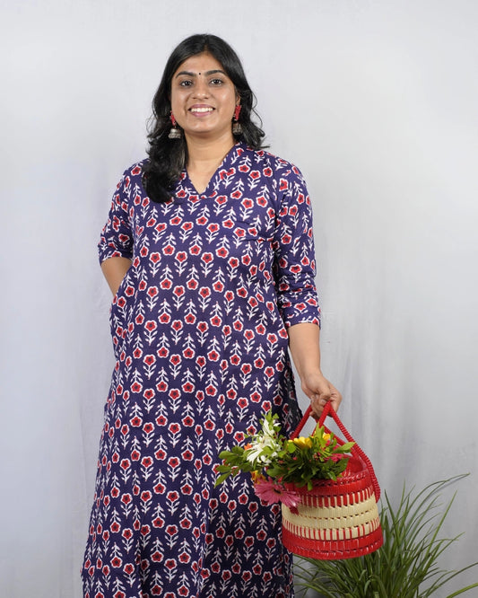 Krina Blue Cotton Coord Set