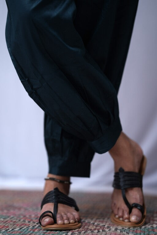 navy blue cotton silk pant    