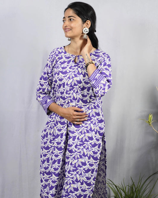 Veda Purple Cotton Coord Set