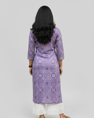 Jyothi Purple Cotton Straight Kurta