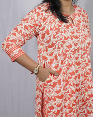 Veda Orange Cotton Coord Set