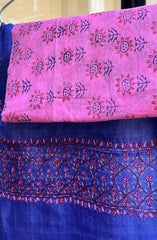 Kashmir Sozni Embroidery Blue Silk Dupatta