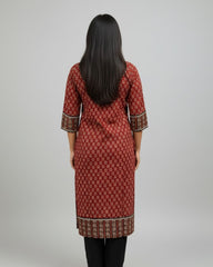 Shreya Maroon Ajrakh Cotton Straight Kurta