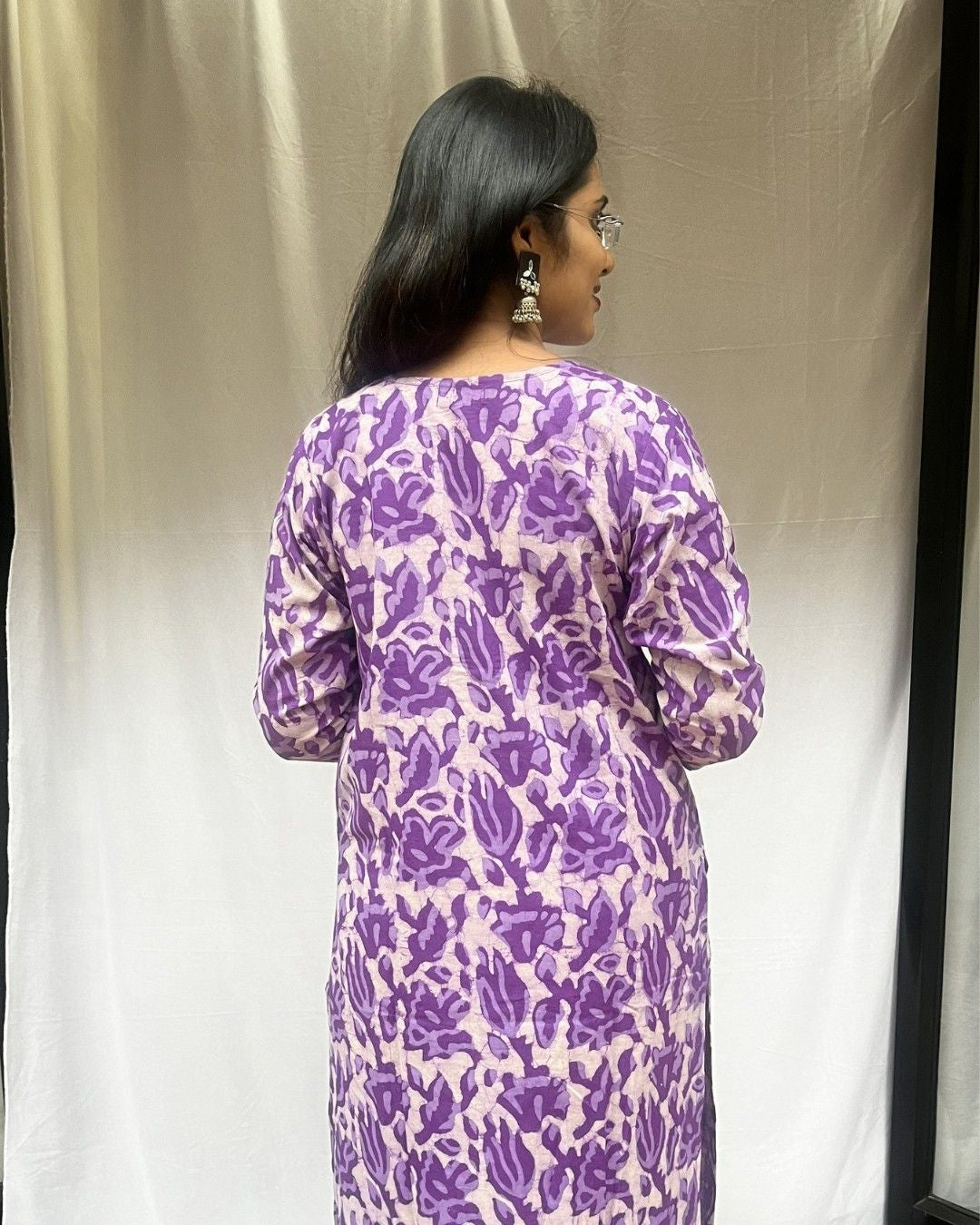 purple cotton straight kurta     