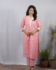 Padma Peach Cotton Coord Set