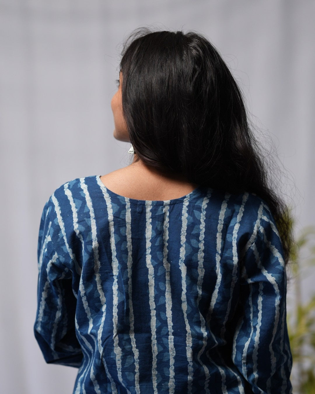 indigo cotton straight kurta     