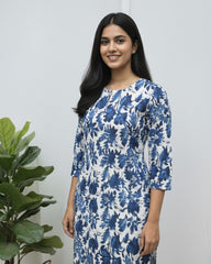 Trisha Blue Cotton Straight Kurta
