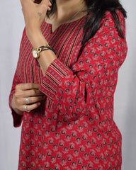 Geet Red Cotton Coord Set