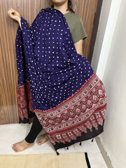 Bandhani Ajrakh Purple Cotton Dupatta