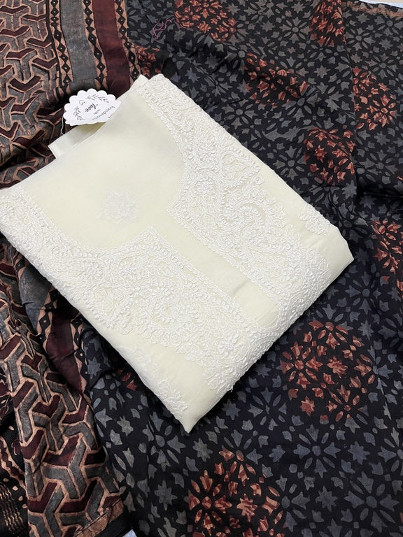 ajrakh brown chanderi silk dupatta