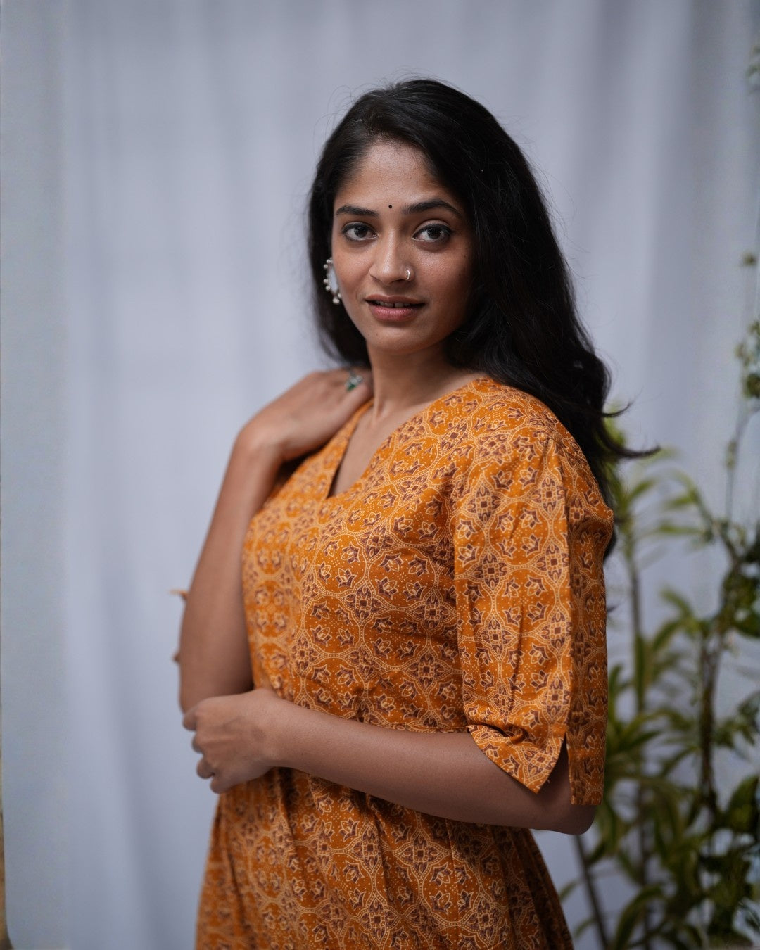 cotton yellow aline kurta     