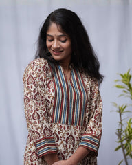 Saanvi Red Bagru Cotton Straight Kurta