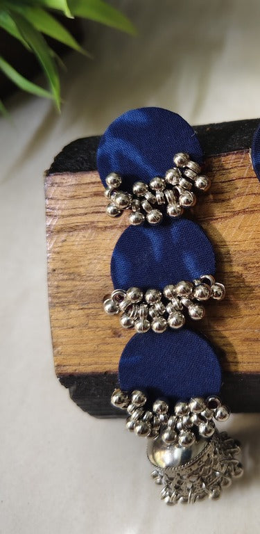 indigo fabric earrings      