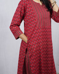 Geet Red Cotton Coord Set